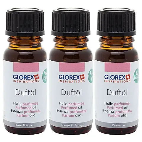 Seifenduftöl-Set, Rose, Cinnamon, Mango/Papaya, 3x 10 ml