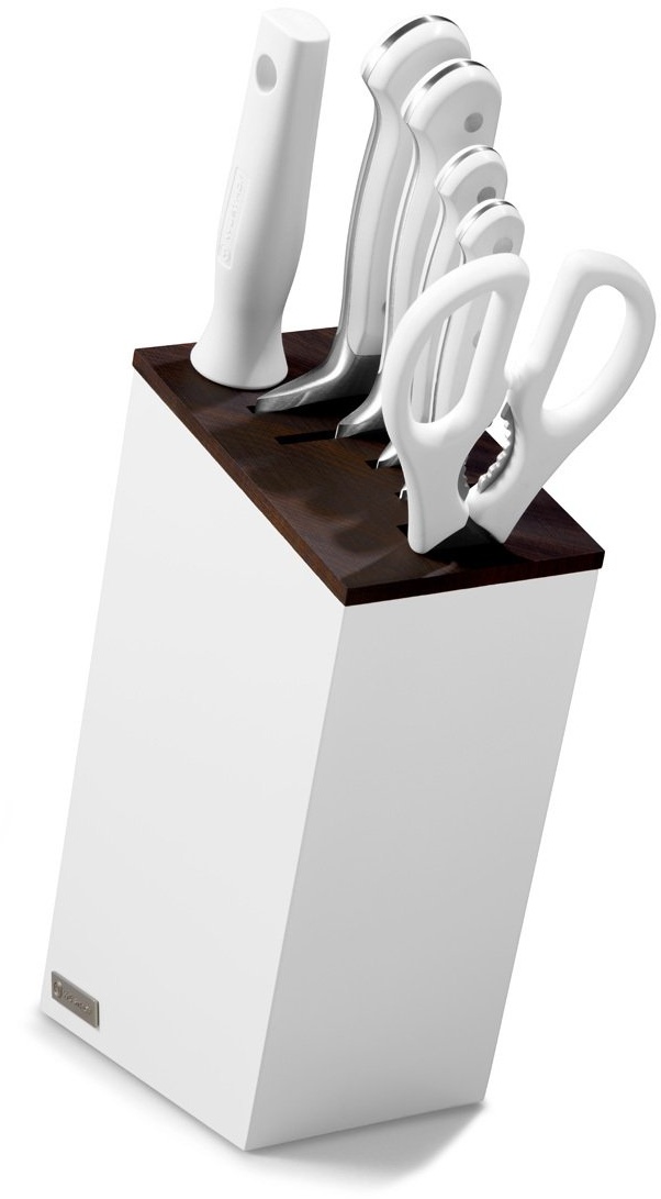 WUSTHOF CLASSIC WHITE knife set 6-pieces "bread knife version" with slim knife block