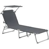 [en.casa] Sonnenliege Getaria 189x57x28 cm Dunkelgrau