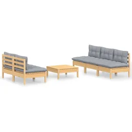 vidaXL Garten-Lounge-Set 6-tlg. grau Kiefernholz