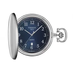 TISSOT -Savonnette Herrenuhr Silber Blau Quarz Taschenuhr 48,5mm- T862.410.19.042.00