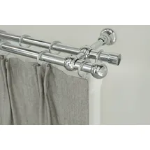 GARESA Gardinenstange Andrea grau (chromfarben), L:270cm Ø:20mm, Metall, Gardinenstangen, Vorhanggarnitur, verlängerbar, Endknopf Kugel kurz, mit Ringen