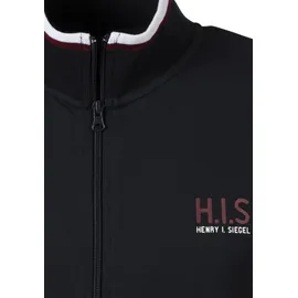 H.I.S. H.I.S Sweatjacke in navy, | Gr. 56/58 (XL), blau Sweatware, Obermaterial: 60% Baumwolle, 40% Polyester, unifarben, Basic, hüftbedeckend, Rundhals, Rippbündchen, Sweatjacken Zip-Hoodie, Stehkragen mit Streifen