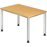 Hammerbacher höhenverstellbarer Schreibtisch buche rechteckig, 4-Fuß-Gestell silber 120,0 x 80,0 cm
