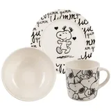 UNITED LABELS United Labels® Frühstücks-Geschirrset Peanuts Snoopy - yumm yumm -3-tlg., 1 Personen, Porzellan schwarz