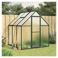 vidaXL Gewächshaus Alu Grün Polycarbonat 2,86 m2