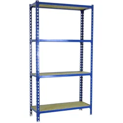 PROREGAL Schwerlastregal MID MULI | HxBxT 150x120x30cm | 4 Fachböden | Fachlast 200kg | Blau | Lagerregal Kellerregal Werkstattregal Fachbodenregal