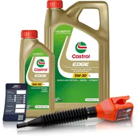 1 L + 5 L = 6 Liter Castrol Edge Fluid Titanium 5W-30 LL Motoröl inkl. Castrol Ölwechselanhänger und Einfülltrichter