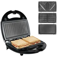 OZAVO 3-in-1-Sandwichmaker OZ320., 750,00 W, Grillplatten,Waffeln,Paninitoaster,abnehmbar Kontaktgrill schwarz