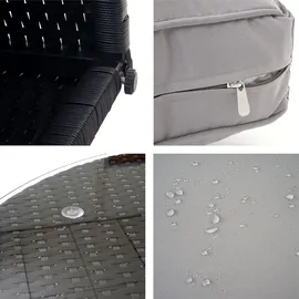 Mendler Luxus Poly-Rattan-Garnitur Savoie, Sitzgruppe Lounge-Set, XXL Sofa rund, anthrazit Kissen grau