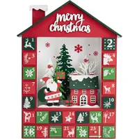 Holz Adventskalender LED Beleuchtung Weihnachtsdeko Countdown 40x30cm