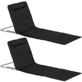 Outsunny Höhenverstellbare Strandliege 134 x 48 x 33-43 cm Schwarz