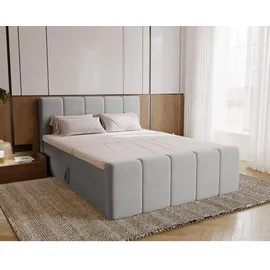 kaiser möbel Boxspringbett Berg mit Matratze, Stoff Komodo Hellgrau 140x200 cm - Hellgrau
