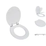 vidaXL Toilettensitz MDF Deckel mit Absenkautomatik Design Weiß