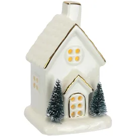 Flair Flower LED Porzellan Weihnachtshaus 13 cm Tannenbaum Weihnachtsdeko beleuchtet