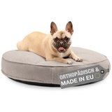 Freudentier Hundekorb Orthopädisches Hundebett rund, flauschig & waschbar, Memory Foam grau 70 cm