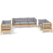 vidaXL Garten-Lounge-Set 7-tlg. grau Kiefer Massivholz