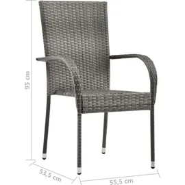 vidaXL Garten-Essgruppe 7-tlg. Grau