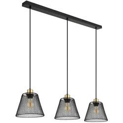 Hängeleuchte Pendelleuchte Esszimmerlampe Gitter schwarz gold 3-Flammig Küche