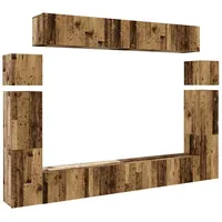 VidaXL 8-tlg. TV-Schrank-Set Wandmontage Altholz-Optik Holzwerkstoff