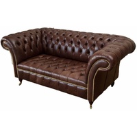 JVmoebel Chesterfield-Sofa, Chesterfield Zweisitzer Sofa Couch Wohnzimmer Sofas Klassisch Leder braun