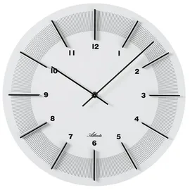Atlanta Moderne große Wanduhr Quarz, 40 cm MDF-Gehäuse, erhabene Ziffern, Weiss - 4471-0