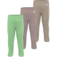 normani Outdoor Sports Normani, Outdoor Sports 3er Pack Baby Merino Unterhose mit Füßen in Beige/Rosa/Grün | Gr.: 74