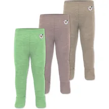 normani Outdoor Sports Normani, Outdoor Sports 3er Pack Baby Merino Unterhose mit Füßen in Beige/Rosa/Grün | Gr.: 74