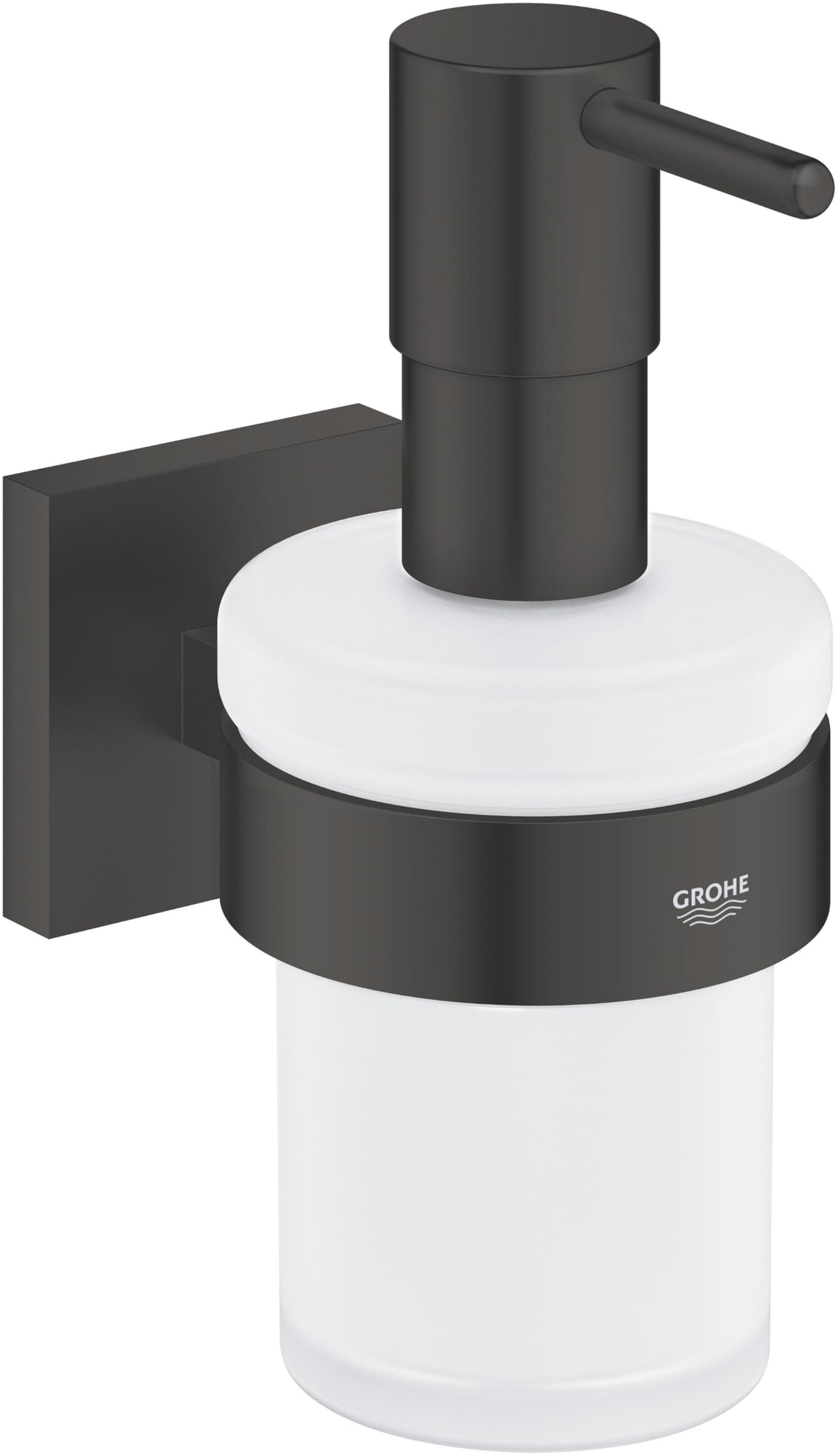 GROHE Start Cube - Seifenspender mit Halter (Material: Glas / Metall, Füllmenge 160 ml, verdeckte Befestigung), matt schwarz, 410982430