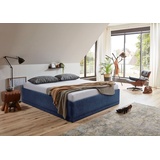 Westfalia Schlafkomfort Polsterbett Texel, Komforthöhe mit Zierkissen, inkl. Bettkasten bei Ausführung mit Matratze blau 206 cm x 206 cm x 42 cm