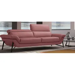 2,5-Sitzer EGOITALIANO "Narcisa", bunt (rosebraun), B:226cm H:96cm T:110cm, Leder u00bbBULLu00ab (echtes Rindsleder). Geschliffenes, pigmentiertes und behandeltes Rindsleder mit einer Dicke von 1, 3-1, 5 mm. Dieses Leder zeigt eine ziemlich weiche Hand mit einem halb undurchsichtigen Aussehen. Es handelt sich um ein geschütztes Leder. Eine leichte Deckschicht schützt sie vor Flecken, ohne ihre ursprünglichen Eigenschaften zu verändern. Die geschützten Leder kombinieren die Vorteile von Natürlichkeit und Weichheit mit einer guten Beständigkeit gegen Verschleiß und Ausbleichen. Das Vorhandensein der charakteristischen Zeichen, die das Leben des Tieres bestimmen, wie Narben, Körnungsunterschiede, Falten, Adern, Disharmonien in Farbtönen, beweisen ihre absolute Echtheit und großen Wert., Sofas, mit verstellbaren Kopfstützen