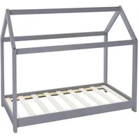 ML-Design Kinderbett Kinderhaus 70 x 140 cm Kiefer hellgrau