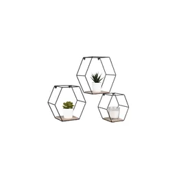 Mirrors and More Wandregal 3er Set 11 x 11 x 22 cm Schwarz