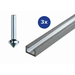 3x Aluminium-Profilschiene 1000 mm &  Kegelsenker
