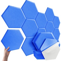 10 Pcs 12mm 36x32cm Hexagon Akustikpaneele Akustikplatten Schaumstoffplatte Schalldicht Akustikschaumplatten Selbstklebend Schalldämmung für Akustische Maßnahmen Decken Tür Wanddekoration Blau