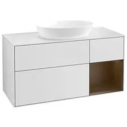 Villeroy und Boch Finion Waschtischunterschrank GA71GNMT 120cm, Abdeckplatte white matt, Emotion, Regale Walnut Veneer, White matt lacquer