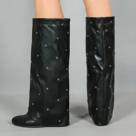 Ital-Design Keilstiefel Damen Schwarz 39