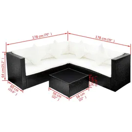 vidaXL Garten-Lounge-Set 4-tlg. schwarz 42895