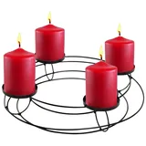 Spetebo Metall Adventskranz in schwarz für 4 Stumpenkerzen - Ø 30 cm - Kerzenhalter im Gitter Design mit 4 Kerzentellern - Weihnachtsdeko Kerzenständer Adventsleuchter Weihnachtskranz