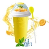 NUODWELL Smoothie-Maker Slush Becher, Slushy Squeeze Cup, Smoothie Maker mit Strohhalm Löffel gelb