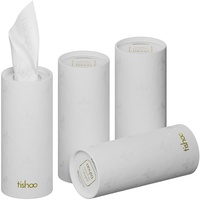 tishoo extra weiche 4-lagig Taschentücher mit Feuchtigkeitscreme | für Becherhalter im Auto, Zuhause und Reisen | 4 Tuben in kunststofffreier Verpackung | White/Pure