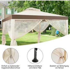 Goplus Pavillon 3 x 3 m inkl. 4 Seitenteile Beige