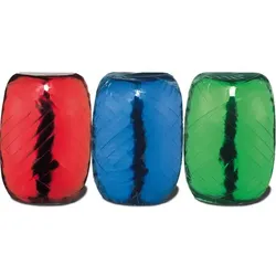 3 Rollen bunte metallic Geschenkbänder Schleifenband Kräuselband