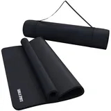 Gorilla Sports GORILLA SPORTS® Yogamatte - 190x100x1,5 cm, mit Tragegurt, - Rutschfest, Schwarz - Gymnastikmatte, Fitnessmatte, Sportmatte, Trainingsmatte, Übun... - Schwarz
