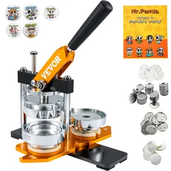 VEVOR Buttonmaschine 75 mm (3 Zoll) Badge Punch Press Kit, Kinder DIY Geschenke Knopfmachermaschine, Button Herstellung Abzeichen mit 500 Stk. Button Teile & Kreisschneider & Zauberbuch