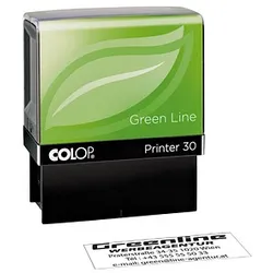 COLOP Textstempel, individualisierbar Printer 30 Green Line selbstfärbend schwarz ohne Logo