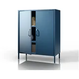 Jan Nowak Mehrzweckschrank Metall Werkstattschrank SZYMON 92 cm 3 Böden 2 Schubladen (1,1 mm 185 x 92 x 50 cm Lochabstand 27 mm 120 kg PZH) Kleiderschrank 2-türig magnetverschluss 40 kg 6 Farben Stahl blau