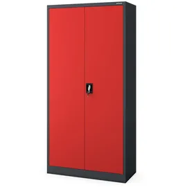 Jan Nowak Mehrzweckschrank, Rot, Anthrazit, Metall, 90x185x45 cm Arbeitszimmer, Aktenschränke