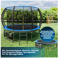 GUNJI Gartentrampolin Gartentrampolin für Kinder 228/305/366/427CM, Tragfähigkeit 150KG, Ø 366 cm, (GS-zertifiziertes Kindertrampolin mit Sicherheitsnetz, Leiter, Schutzmatte, Kürbisdesign) 366 cm