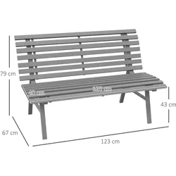 Outsunny - Gartenbank - 123L x 67B x 79H cm - grau